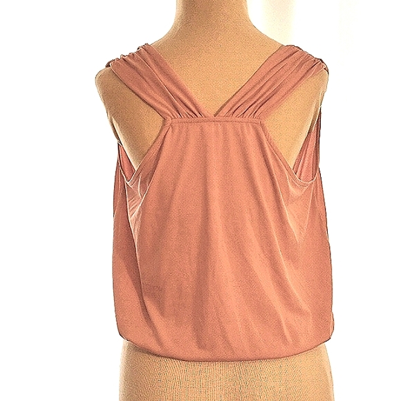 BCBGeneration Summer Top Asymmetrical V-front L Rose Tan color Sz M - Picture 8 of 16